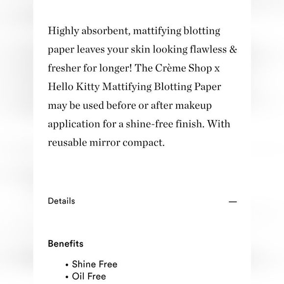 The Creme Shop X Hello Kitty Mattifying Blotting Paper Reusable Compact Mirror - Picture 4 of 7